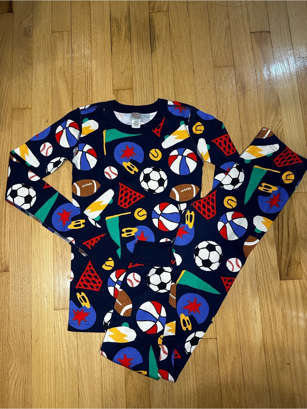 Hanna Andersson 14-16 Navy Sports Print Pajama Set